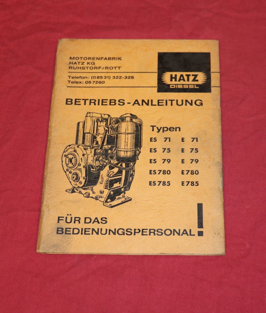 Hatz E , ES 71, 75, 79, 780, 785 Betriebsanleitung