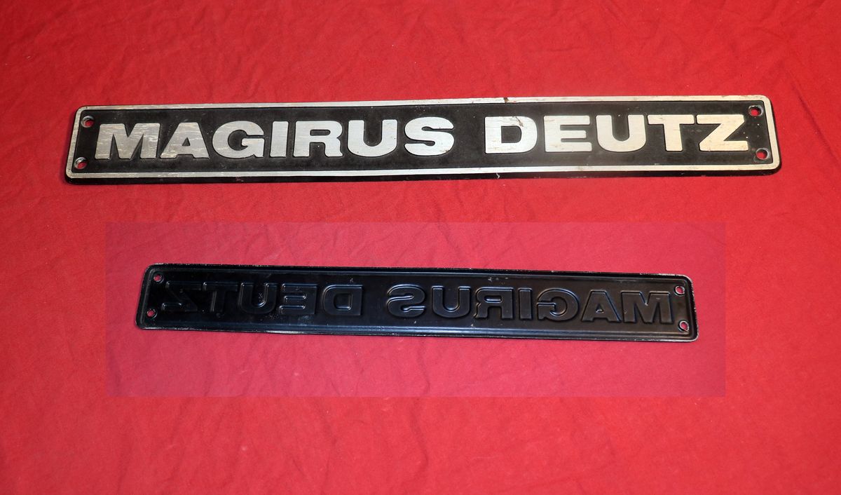 MAGIRUS DEUTZ , Alu Platte , Emblem, Schriftzug