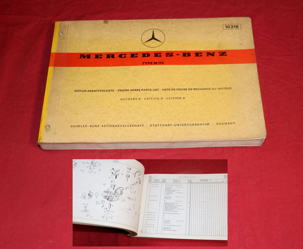 Mercedes Motor M 115 Ersatzteilliste Benzinmotor