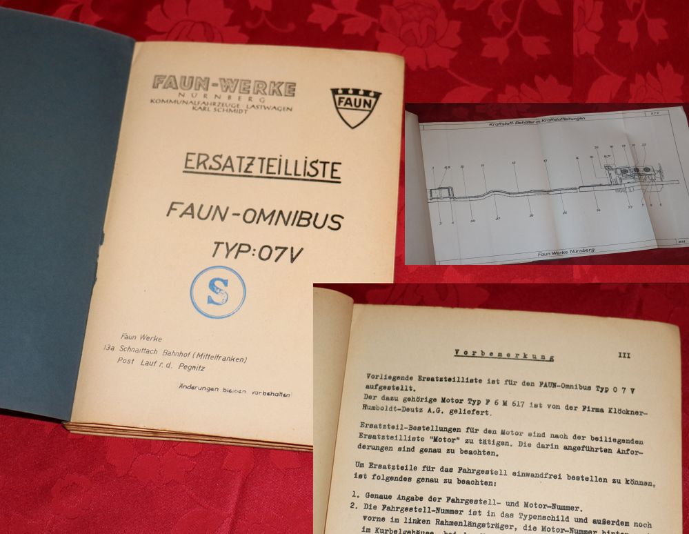 13291 Faun Omnibus O 7 V , Ersatzteilliste 1951