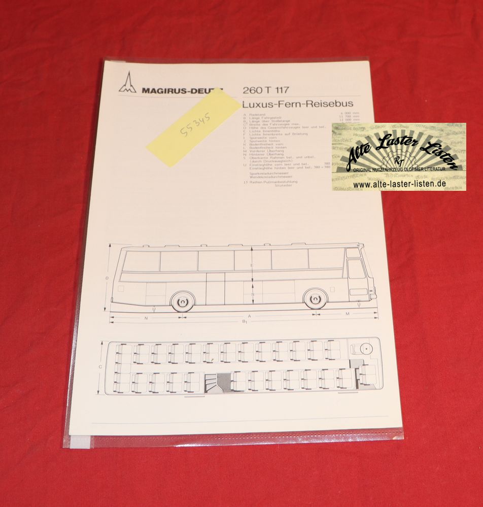 Magirus Luxus Fernreise Bus 260 T 117 Datenblatt