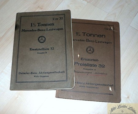 1 1/2 Tonnen  Mercedes Lastwagen   Ersatzteilliste
