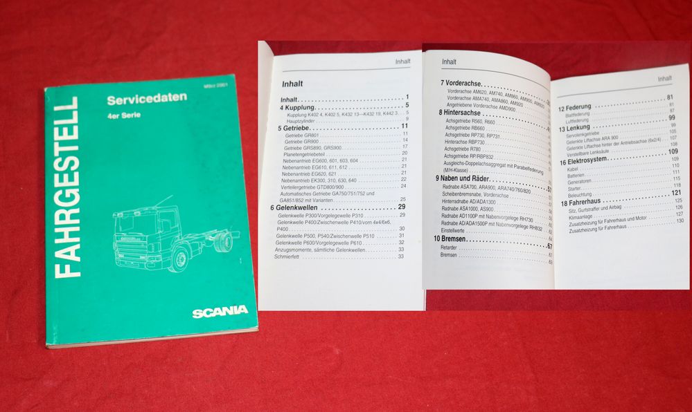 SCANIA Fahrgestell Servicedaten 4er Serie , 2001