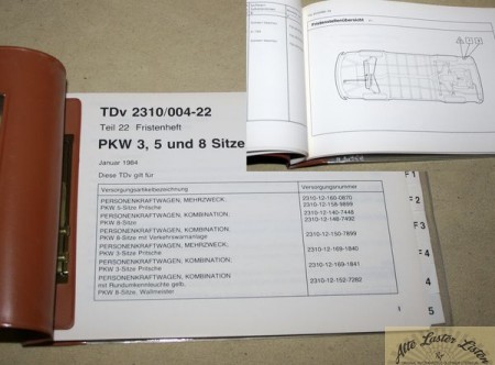 37773_sonstiges_feuerwehr_militaer_bundeswehr_lkw_bundeswehr_b2DRSm8WFQvT0k VW Bus T2 , TDv Teil 22 Fristenheft , PKW 3, 5 und 8 Sitze
