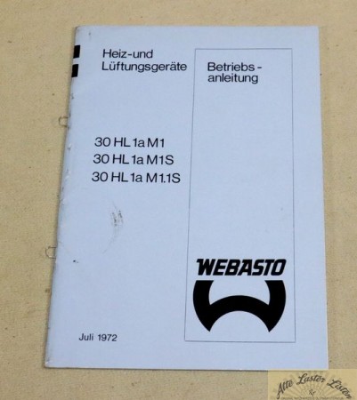 WEBASTO  Heizgerät Standheizung 30 HL 1a M1