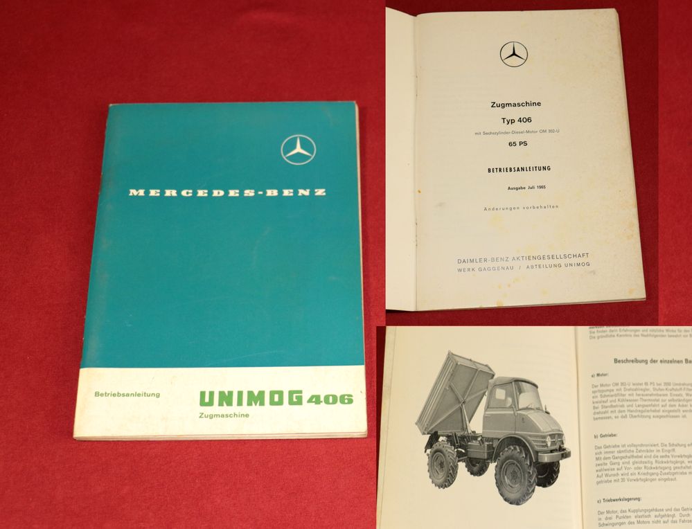 Betriebsanleitung Unimog 406 Zugmaschine 65 PS