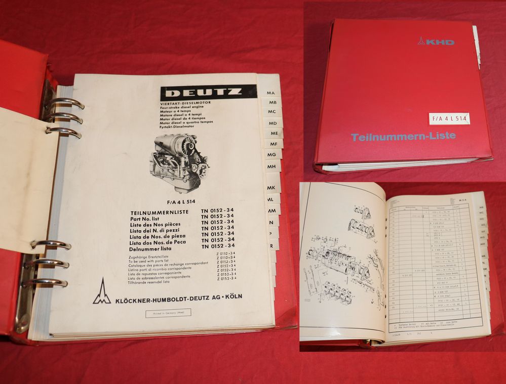 Deutz Motor F 4 L 514 Teile Nummernliste