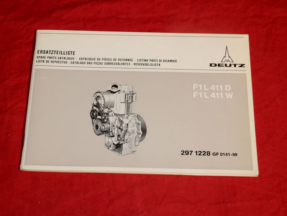 Deutz F 1 L 411 D , W Motor Ersatzteilliste
