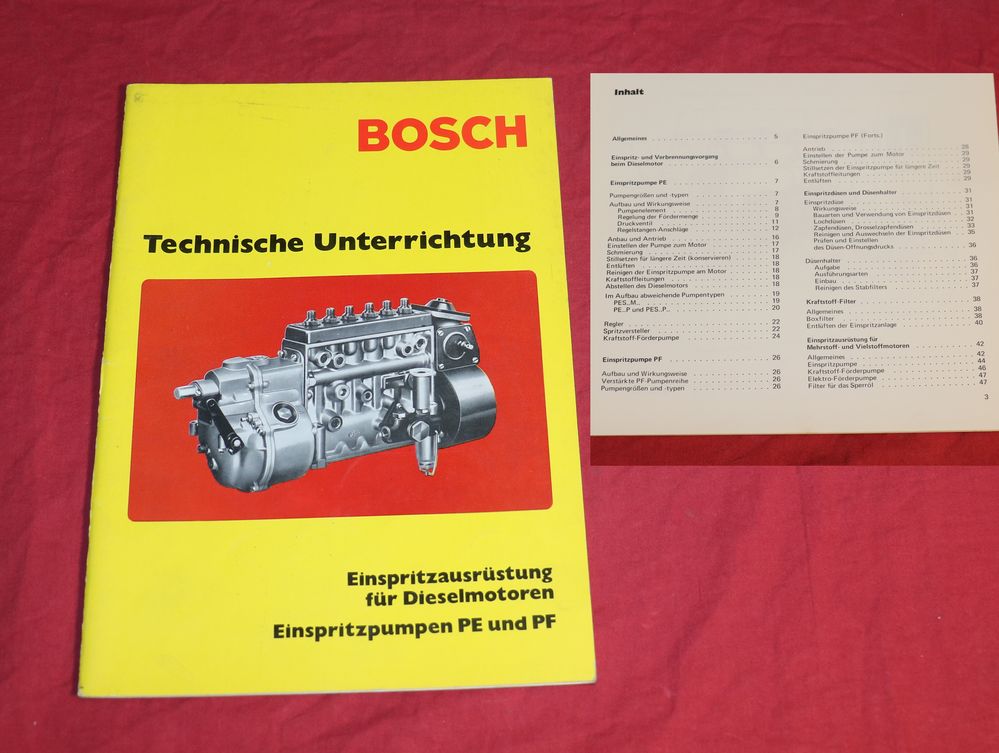 BOSCH Diesel Einspritzausrüstung PE + PF technische Unterrichtung