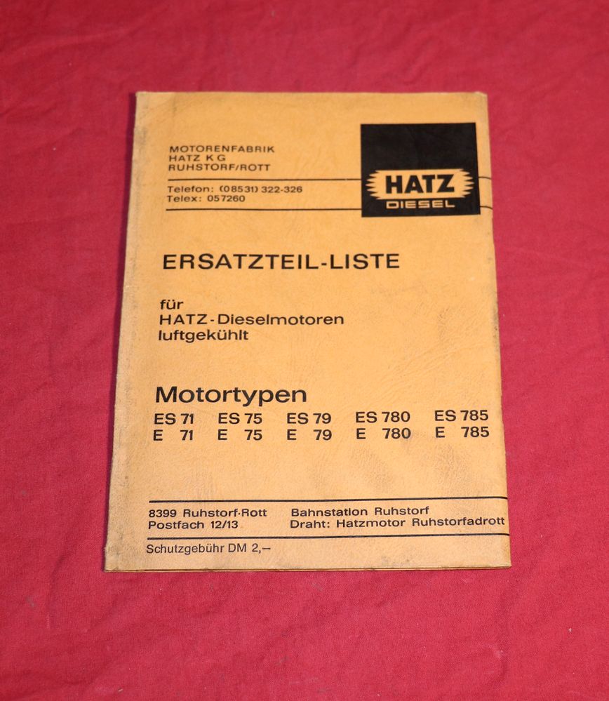 Hatz E , ES 71, 75, 79, 780, 785 Motor Ersatzteilliste