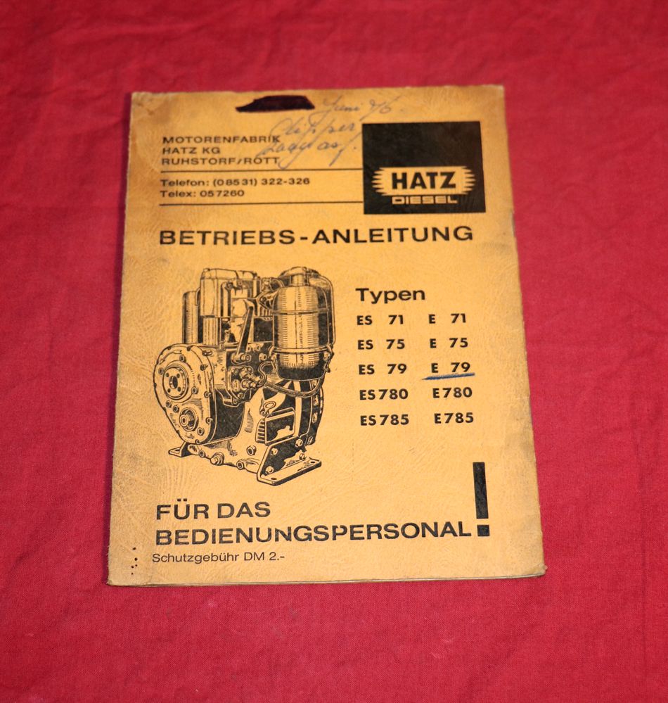 Hatz E, ES 71, 75, 79, 780, 785 Betriebsanleitung