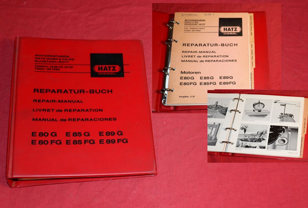 Hatz E 80, E 85, E 89 G / FG Motor Werkstatthandbuch