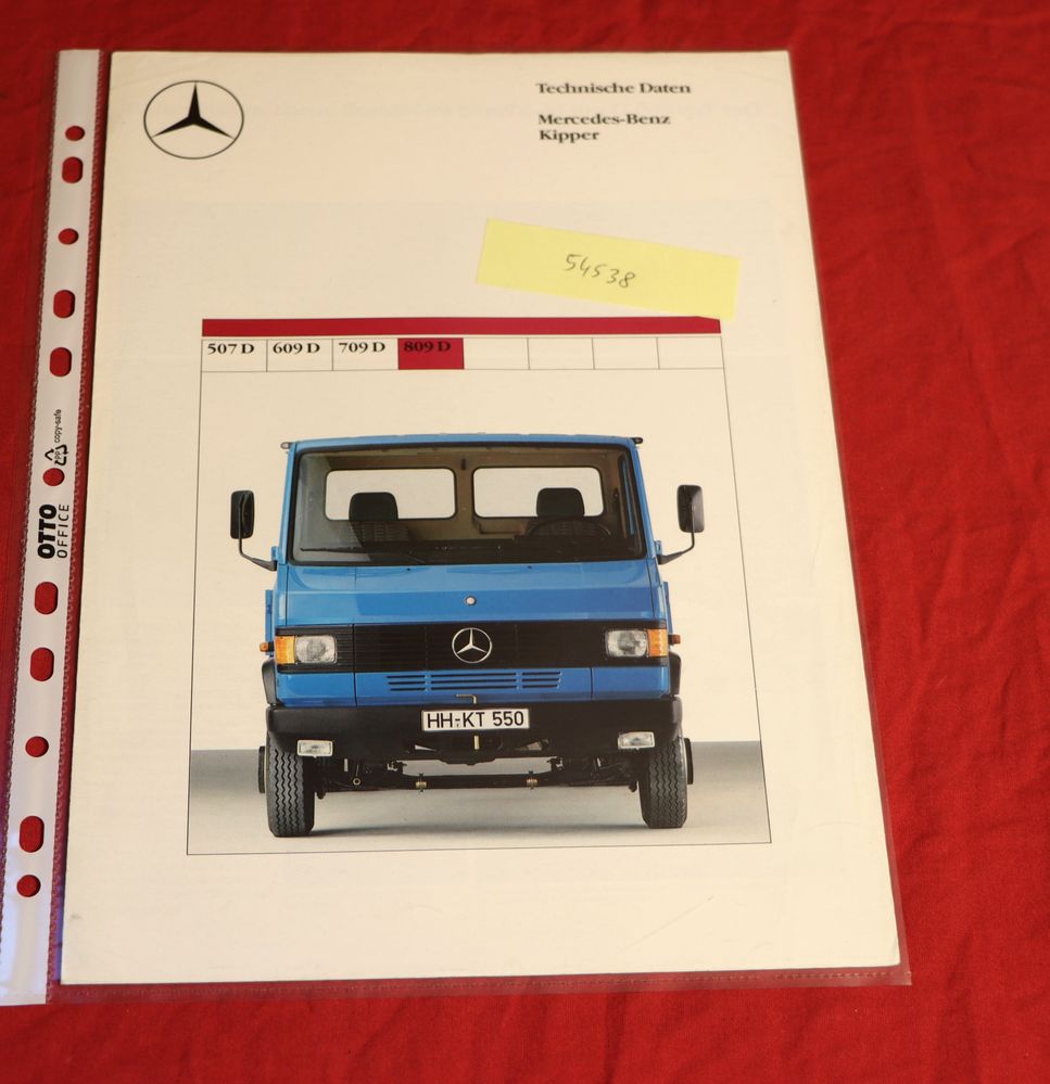 54538 Mercedes Transporter 809 D Kipper Datenblatt