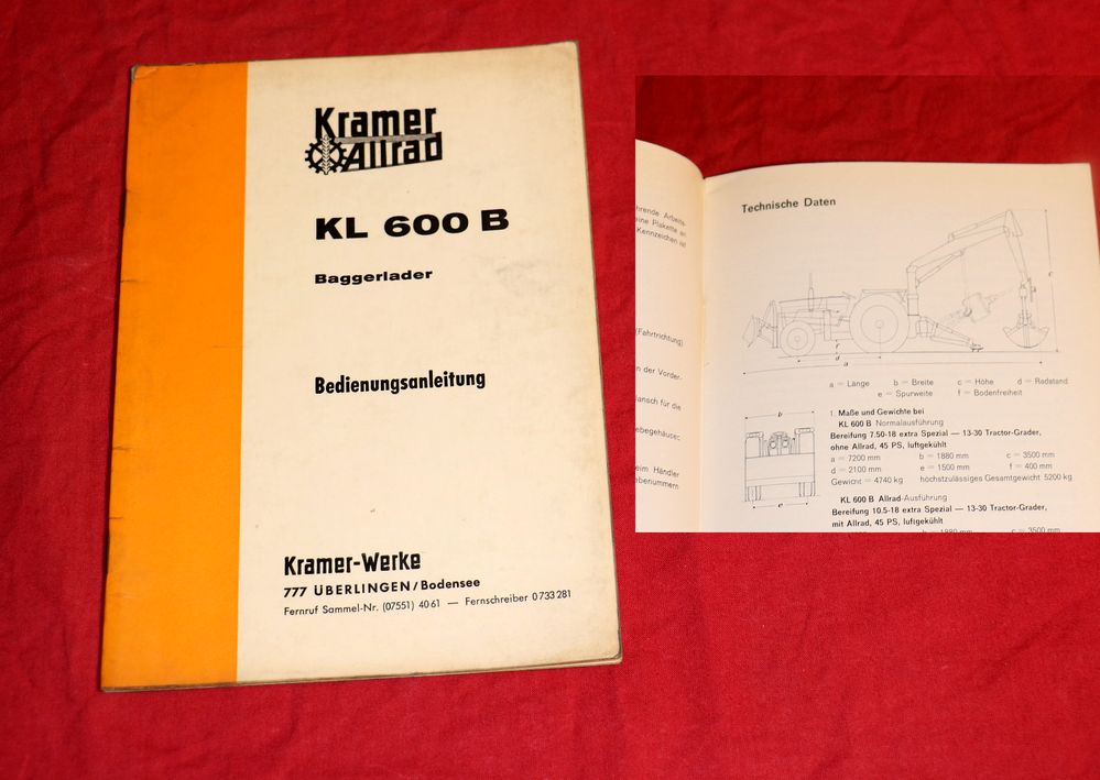 KRAMER KL 600 B Baggerlader Bedienungsanleitung