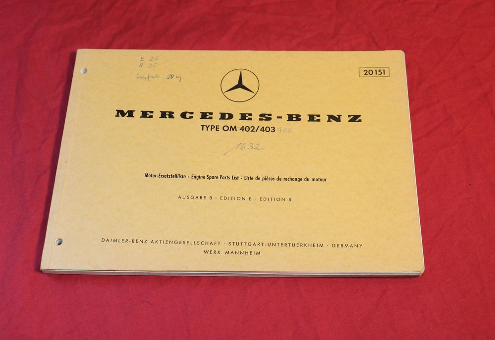Mercedes Motor OM 402 / OM 403 Ersatzteilliste